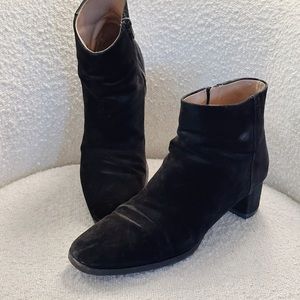 Via Spiga Vinson Black Suede Leather Block Heel Booties, Black fall Ankle Boots